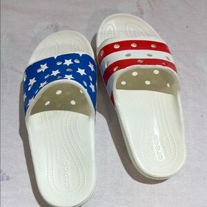 CROCS Red and White Sandals with Ventilation and Pivoting Strap